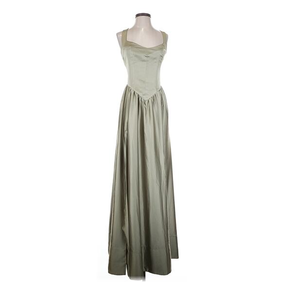 Show Me Your Mumu Abigail Maxi Dress Moss Green Luxe Satin XL NWT - Picture 5 of 10